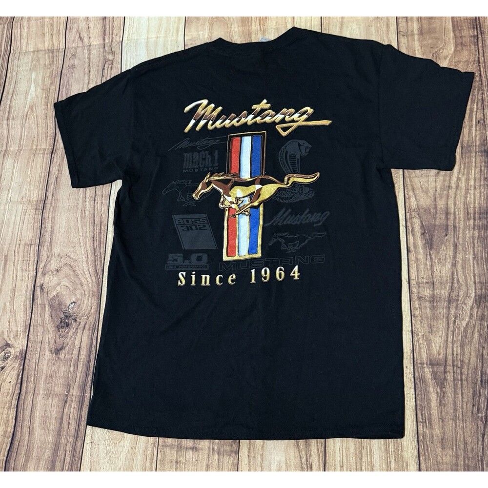Ford Mustang Golden Horse Since 1964 Logo Cars  Automobiles T Shirt Size Large